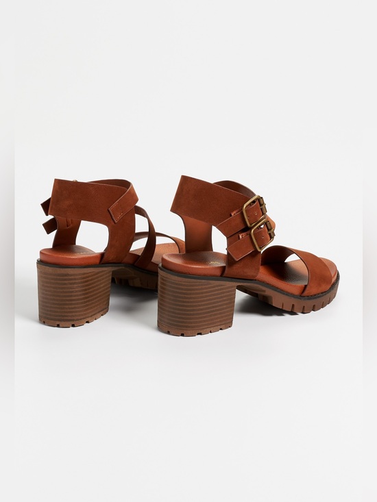 Shoes - Brown Chunky Heel Sandals
